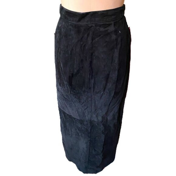 Vintage Danier leather suede black maxi snap button down skirt - Picture 11 of 16